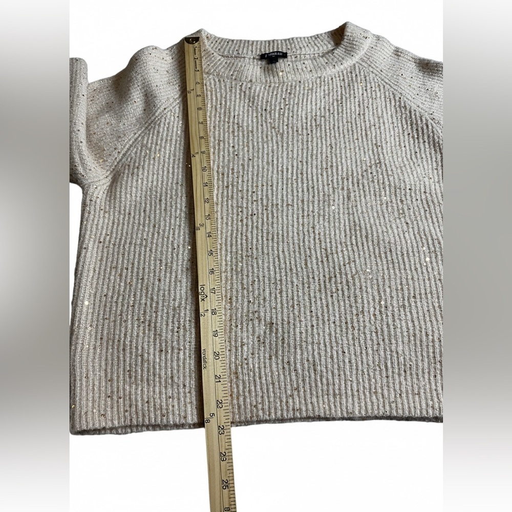Express Sequin Speckled Knit Sweater - Cream/Oatmeal - Size L - Picture 5 of 8